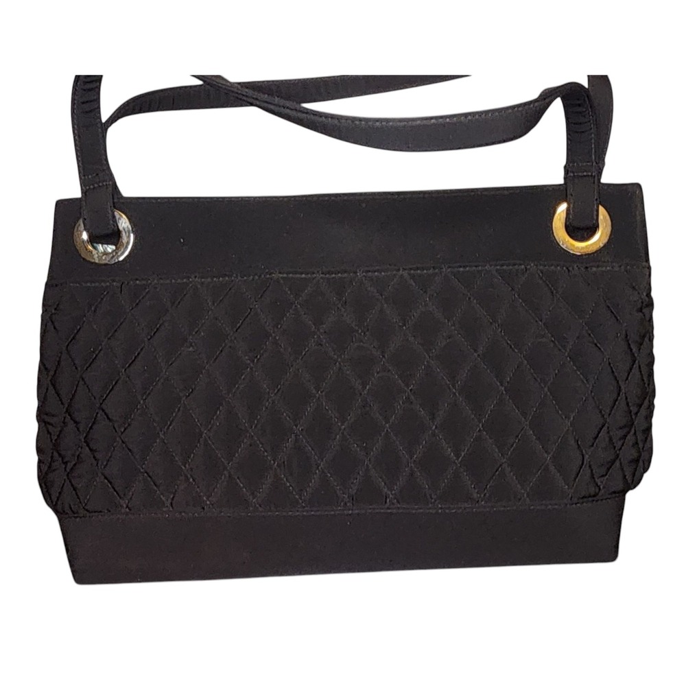 Vera Bradley Black Quilted Handbag Purse Top Handle Magnetic Closure